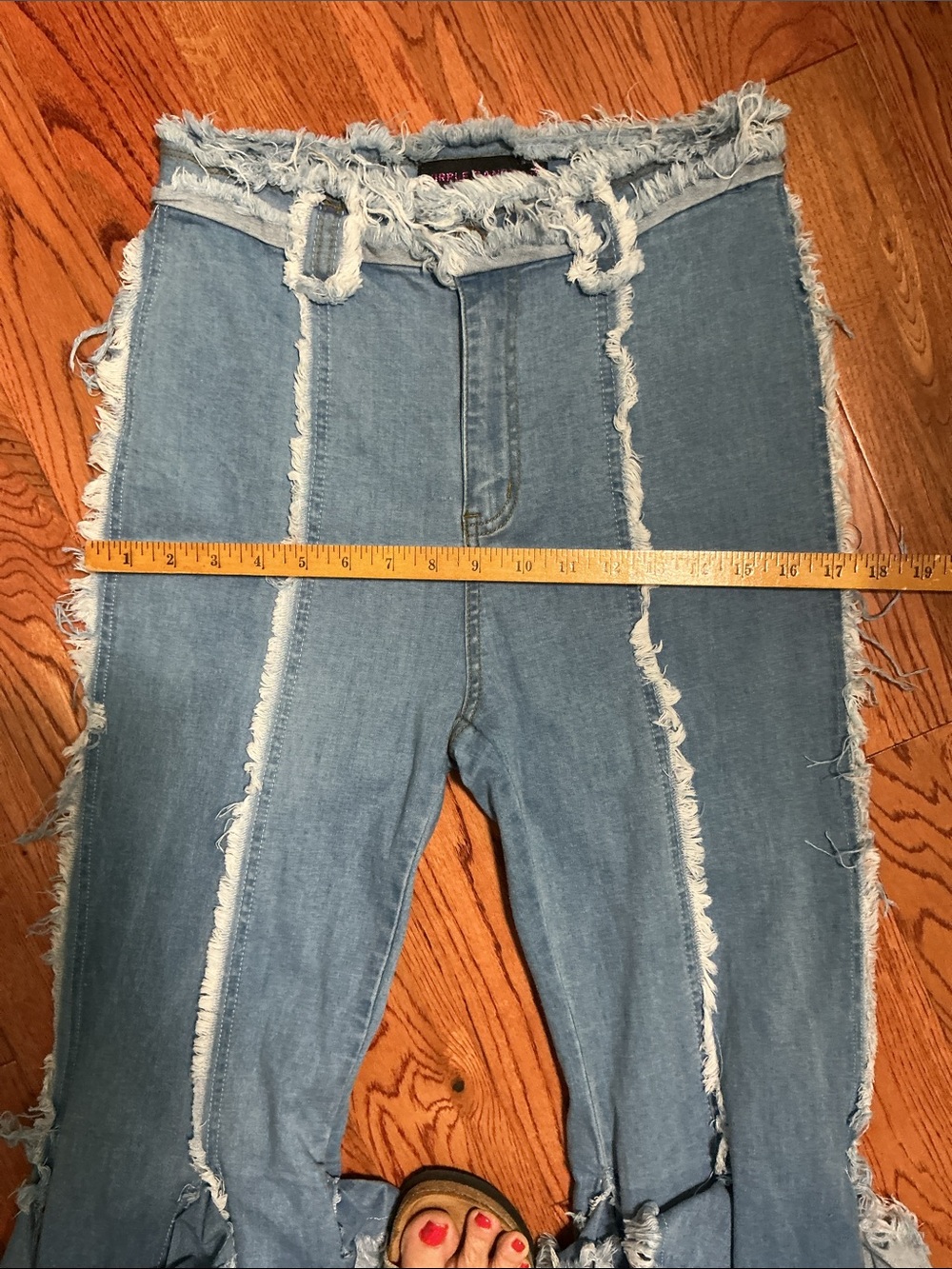 Purple Candy Frayed Denim Flare Jeans - Picture 6 of 8